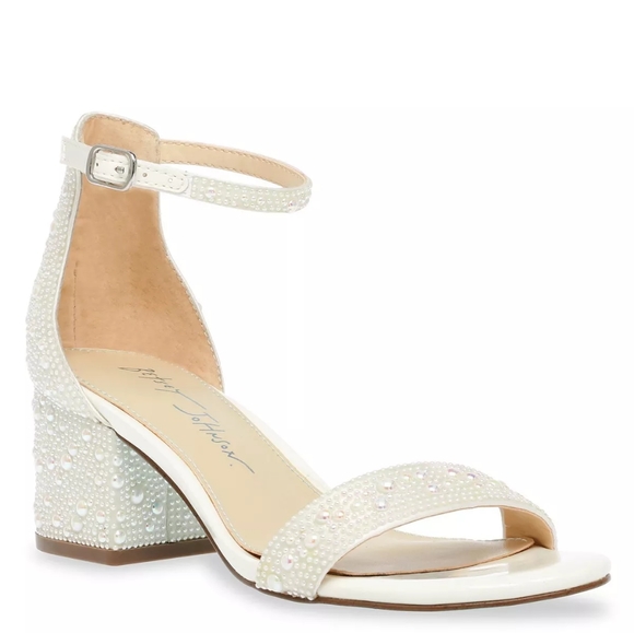 Blue Betsey Johnson Mari Pearl Heels Size 8 Wedding Shoes - Picture 1 of 5